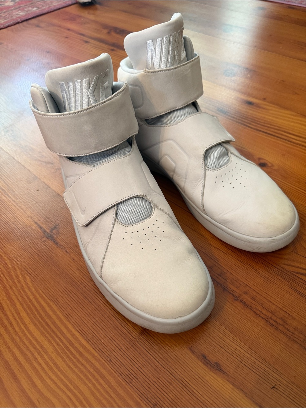 Nike High-Top Strap Sneakers in Off-White